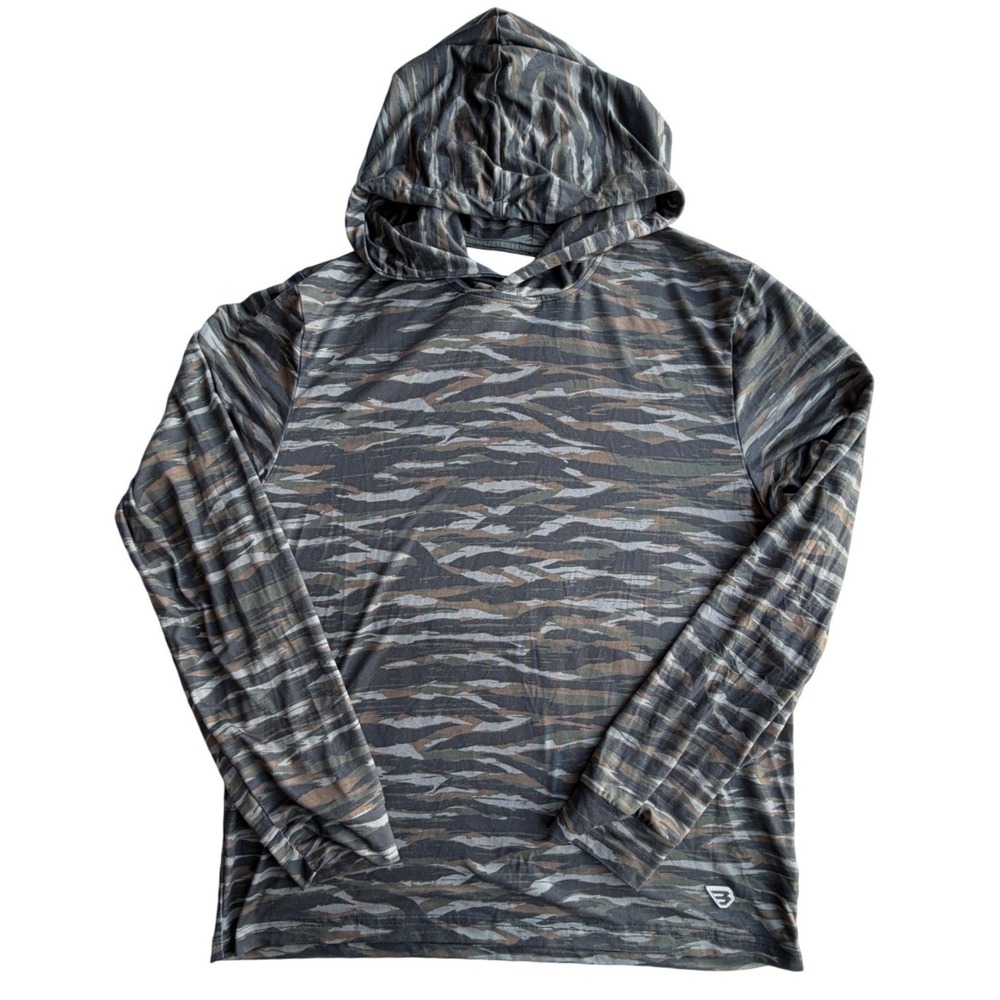 Burlebo Kids XL 14/16 Tiger Stripe Camo Lightweight Performance Hoodie Tee